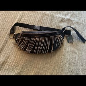 Black Fanny Pack w Sparkly Fringe